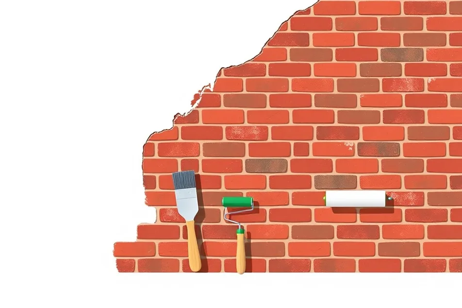Outils de peinture disposés dans l'ordre des étapes du chantier